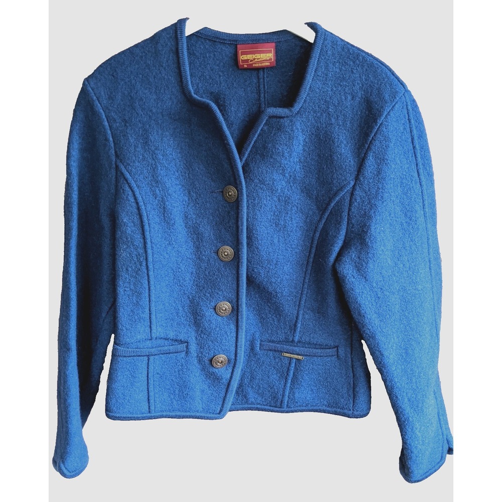 Geiger Vintage Womens Sweater Size 34 S Blue Pure Virgin Wool Preppy Old Money